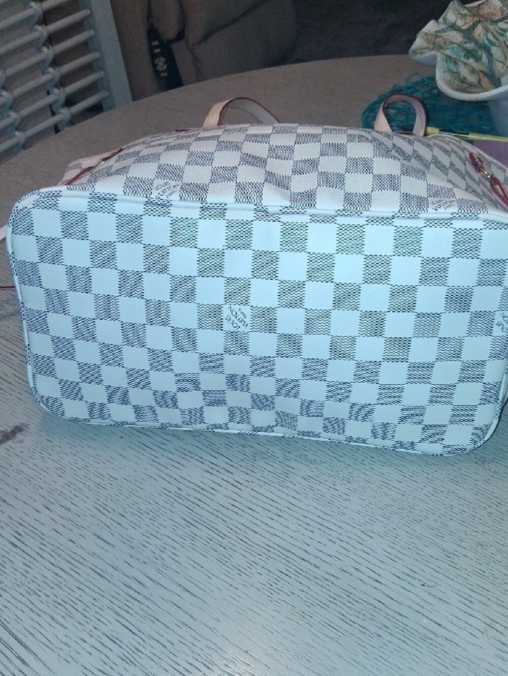 Source Unknown Cream Checkered Tote Bag Nwot. FIRM PRICE - Picture 6 of 16